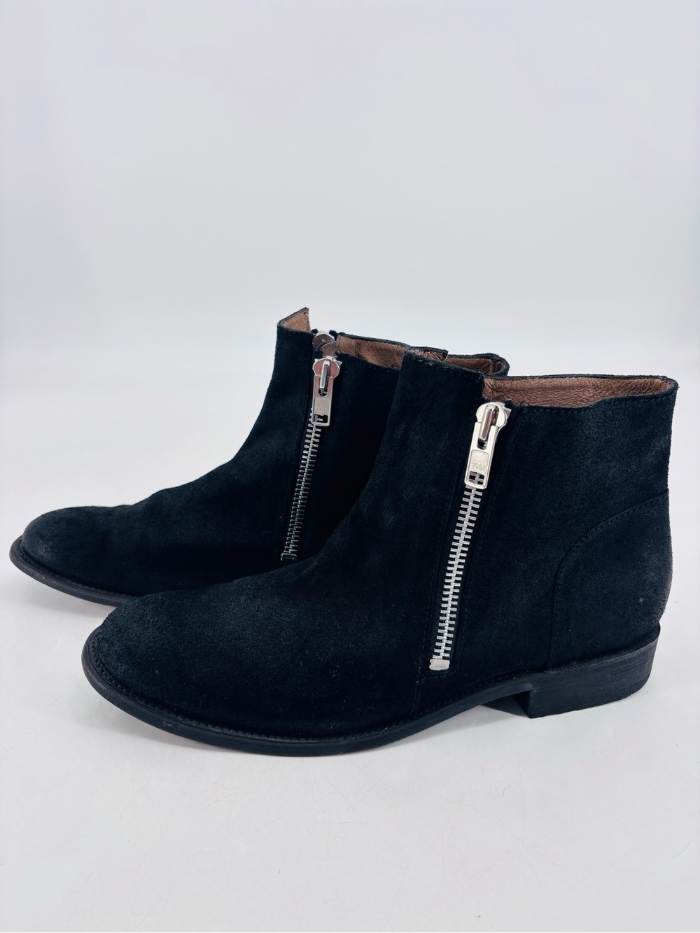 Dolce Vita J.D. Fisk Genuine Suede Leather Hipster Zippered Moto Ankle Boots